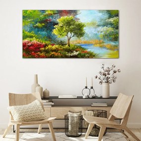 Skleneny obraz Abstrakcia kvety lesné príroda