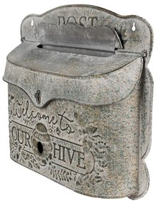 Šedá poštová schránka Post s kvetmi - 41*9*36 cm