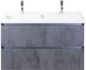 Kúpeľňový nábytkový set Vogue 100 cm s keramickým umývadlom 2 otvormi na kohúty betón antracitovo sivá 81739941