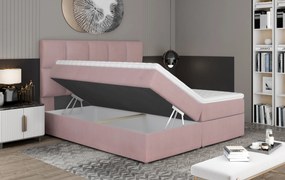 Box spring posteľ Grass 200x185cm, žltá žinilka
