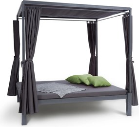 Blumfeldt Senator Lounge, záhradné lehátko, 188 x 208 x 205 cm, strieška proti slnku, sivé