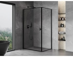 Mexen Mist-B, 1-krídlový výklopný sprchový kút, ľavý, 100 x 85 cm, číre sklo-čierny rám, 8A2T-100-085-70-70-L