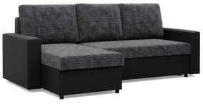 Rohová rozkladacia sedacia súprava LUNA Sivá/čierna I