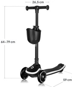 Lionelo - Detská kolobežka MEY 3xAAA Čierny Onyx