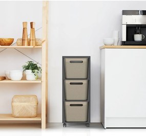 Čierno-béžový plastový pojazdný regál 30x77 cm Brisen - Rotho