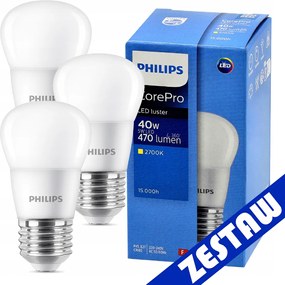 SADA 3x Philips LED žiarovka E27 5W 470lm 2700K EyeComfort CorePro P45