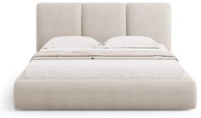Béžová čalúnená dvojlôžková posteľ s úložným priestorom s roštom 180x200 cm Brody – Mazzini Beds