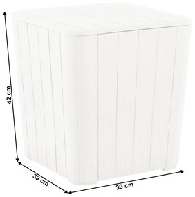 Kondela Záhradný úložný box/príručný stolík, biela, IBLIS