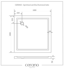 Cerano Soto, štvorcová akrytálová sprchová vanička 100x100x5 cm, biela, CER-CER-425545