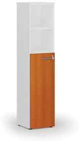 Kombinovaná kancelárska skriňa PRIMO WHITE, dvere na 3 poschodia, 1781 x 400 x 420 mm, biela/čerešňa