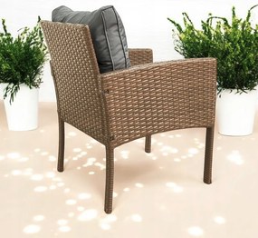 Záhradné kreslo z technoratanu SFS078-SC - prírodné hnedé + sivé vankúše