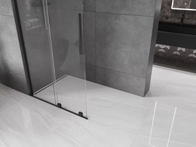 Mexen Velar L, posuvná sprchová zástena Walk-in 100 x 200 cm, 8mm číre sklo, čierna matná, 871-100-003-03-70