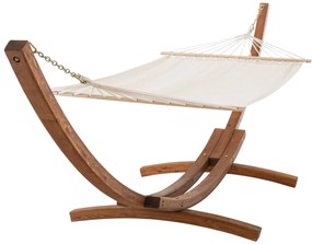 Hojdacia sieť Miramar 400 x 120 x 107 cm - drevený rám - Krémová