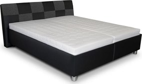 Posteľ Nice 180x200 cm, čierna ekokoža/sivá tkanina, bez matracov