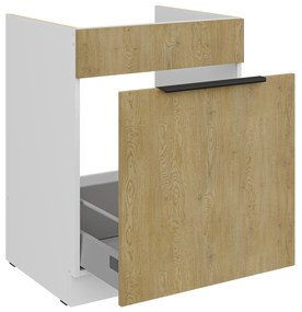Dolná kuchynská skrinka pod drez Carminia 60 ZL 1S BB PREMIUM BOX (dub cremona + biela). Akcia -22%. Vlastná spoľahlivá doprava až k Vám domov. 1128043