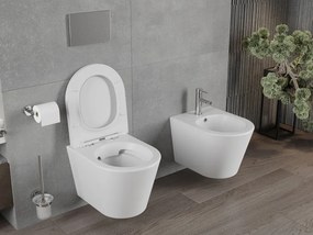 Mexen Rico Rimless závesné wc + slim pomaly padajúce sedátko z duroplastu, biela matná, 30724001