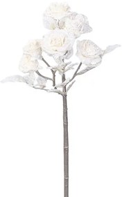 Umelá vetvička Ruža s glitrom krémová, 39 cm