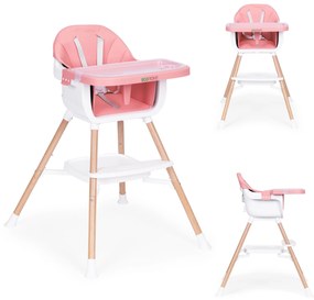 EcoToys Detská jedálenská stolička 2v1, ružová ECOTOYS