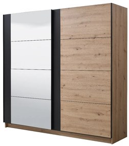 Šatníková skriňa s posuvnými dverami Nathan - dub artisan/čierna