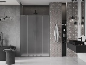 Mexen Velar L Duo, posuvné sprchové dvere do otvoru 160 cm, 8mm sklo námraza, grafit brúsený, 871-160-003-32-66