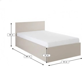 Posteľ SOFIA 80 x 200 cm, kašmírovo béžová Rošt: S lamelovým roštom, Matrac: Matrac SOMMERA 18 cm