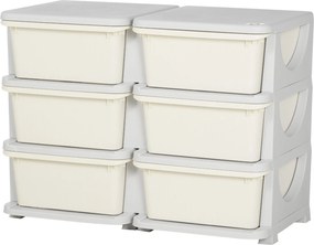 HOMCOM Komoda so zásuvkami pre deti s úložným priestorom a úložnými boxmi, organizér na hračky, 6 úrovní do detskej izby, 3-6 rokov, detský nábytok, k
