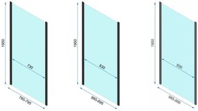 Rea Rapid Swing, 3-stenový sprchovací kút 70 (dvere) x 100 (stena) x 195 cm, 6mm číre sklo, čierny profil, KPL-009948