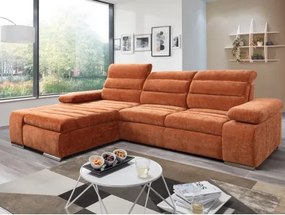 Rohová sedačka Kornelia, terakota štruktúrovaná tkanina, ľavý roh%