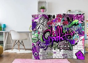 Paraván - Purple Graffiti [Room Dividers] Veľkosť: 225x172, Verzia: Obojstranný