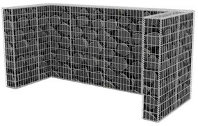 Gabiónová ohrada na trojitý odpadkový kôš, oceľ 250x100x120 cm