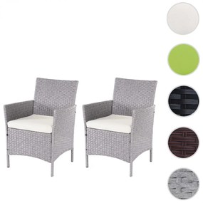 Set 2 záhradných stoličiek Halden, polyratan - sivá, vankúše krémové