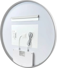 Mereo Mereo, okrúhle LED zrkadlo, priemer 60 cm, LED osvetlenie, rám z brúsenej ocele, MER-CN164S