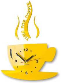 Nástenné hodiny Time for coffee žltá