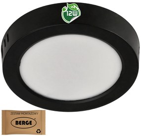 BERGE Okrúhly LED panel prisadený - čierny - 12W - PC - neutrálna biela