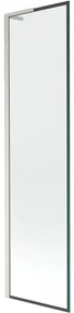 Mexen Next L, 1-krídlová vaňová zástena 50 x 150 cm, 6mm číre sklo-čierny vzor, 6mm číre sklo, profil brúsená oceľ, 895-050-000-03-70-97