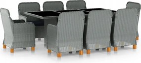 vidaXL 9-dielna vonkajšia jedálenská súprava s podložkami polyratan bledosi