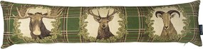 Béžovo-zelený gobelinový dlhý vankúš s jeleňom Deer - 90*15*20cm
