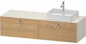 DURAVIT White Tulip závesná skrinka pod umývadlo na dosku (umývadlo vpravo), 2 zásuvky, 1600 x 550 x 408 mm, dub prírodný masív/nordická biela vysoký lesk, WT4890RH5H40000