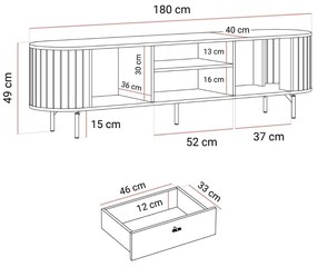 TV STOLÍK LANDRY PRESTIGE ČIERNY 180 cm