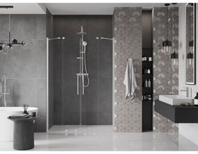 Mexen Velar Duo, posuvné sprchové dvere do otvoru 140 cm, 8mm číre sklo, brúsená oceľ, 871-140-000-02-97