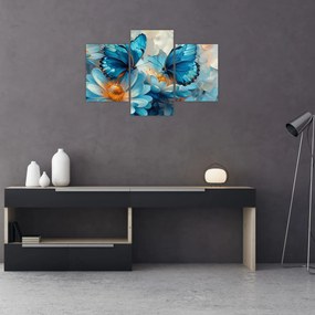 Obraz - Modrí motýle (90x60 cm)