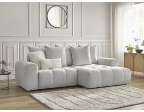 Svetlosivá ženilková rozkladacia/s úložným priestorom rohová pohovka (pravý roh/s leňoškou) Roxelane – Bobochic Paris