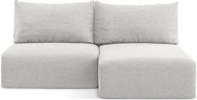 Svetlosivá zamatová rozkladacia/s úložným priestorom rohová pohovka (pravý roh/s leňoškou) Kalena – Makamii