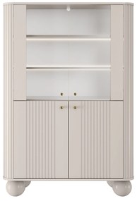 Vitrína Vesper 103 cm - kašmírová / zlaté úchytky / guľové nožičky