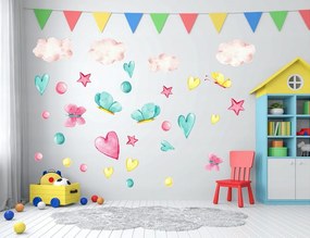 Krásna detská nálepka na stenu dievčatko s balónmi 60 x 120 cm