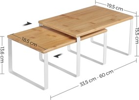 Stojan na koreničky, sada 2 ks policového organizéra, biela a prírodná farba