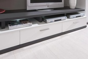 Obývacia stena Caracas kombi 333, grafit/biely lesk, s osvetlením