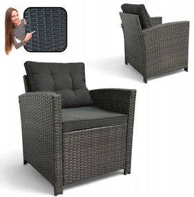 Set dvoch záhradných kresiel z technoratanu SFS020-SC - sivé + sivé vankúše