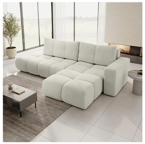 Rozkladacia rohová čalúnená sedacia súprava s úložným priestorom v tvare L ALMADA, pravé prevedenie, béžová