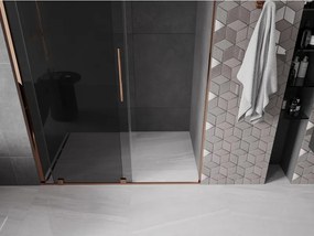 Mexen Velar, posuvné sprchové dvere do otvoru 160 cm, 8mm šedé sklo, ružové zlato, 871-160-000-41-60